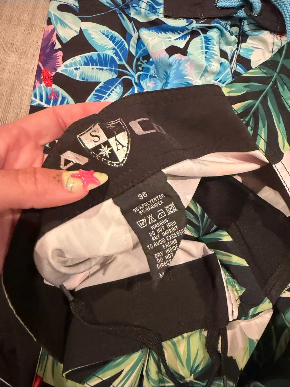 Salt Armor Tropical Floral Swim Trunks - Black with Green & Pink